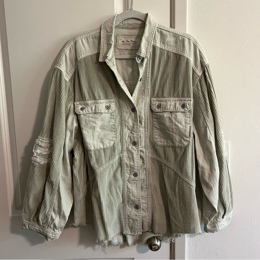 Free People Light Green Corduroy Jacket 75% Off Retail. Size Medium.